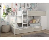 Stapelbed Jules Grijs eiken met kast en 2 lades