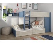 Stapelbed Jules blauw met kast en 2 lades