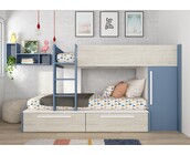 Stapelbed Jules blauw met kast en 2 lades