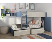 Stapelbed Jules blauw met kast en 2 lades