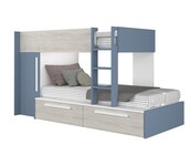 Stapelbed Jules blauw met kast en 2 lades