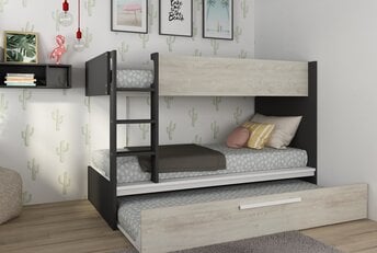 Stapelbed Jules antraciet met slaaplade