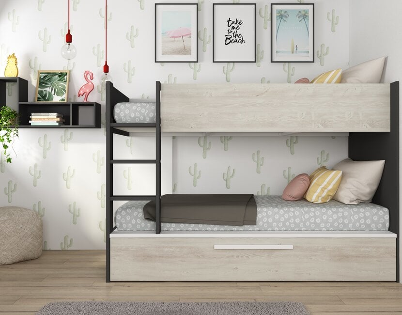 Stapelbed Jules antraciet met slaaplade