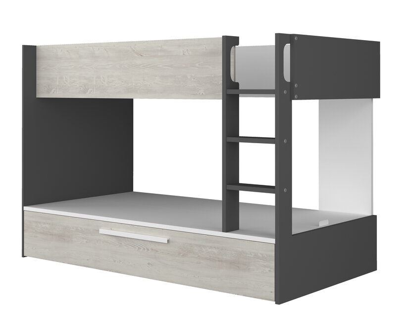 Stapelbed Jules antraciet met slaaplade