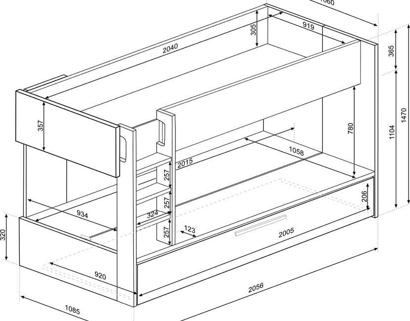 Stapelbed Jules blauw met slaaplade