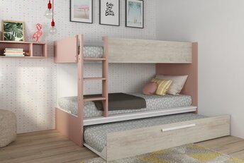 Stapelbed Jules roze met slaaplade