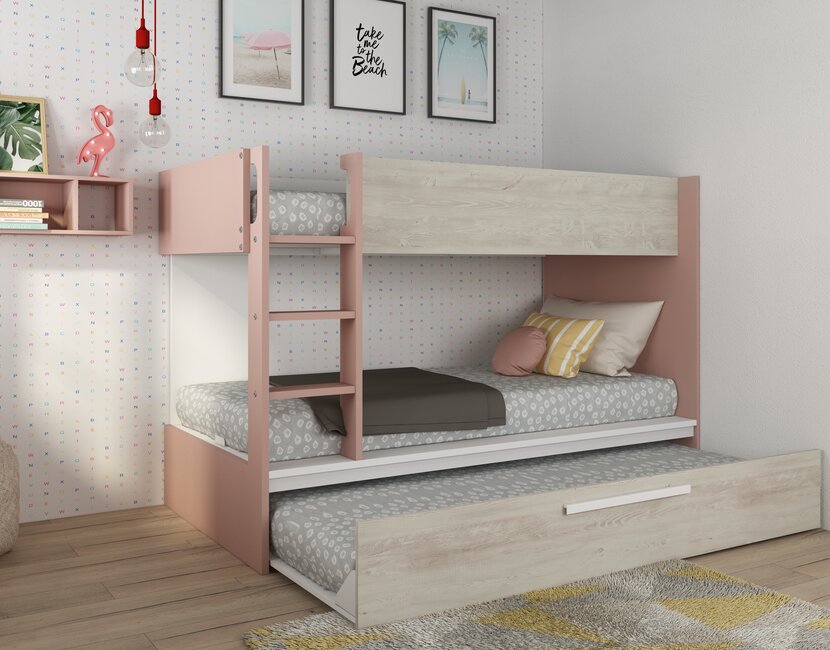 Stapelbed Jules roze met slaaplade