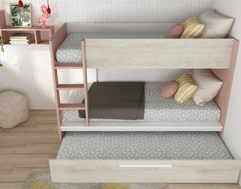 Stapelbed Jules roze met slaaplade