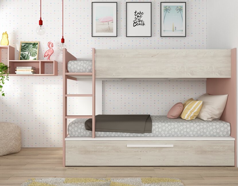 Stapelbed Jules roze met slaaplade