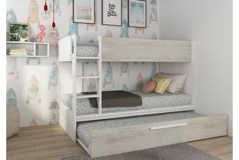 Stapelbed Jules grijs eiken met slaaplade