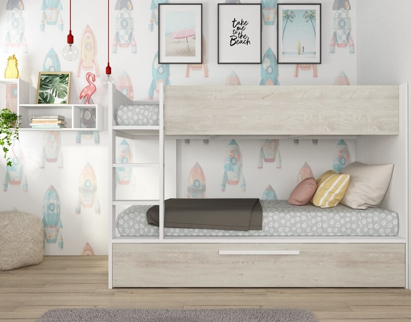 Stapelbed Jules grijs eiken met slaaplade