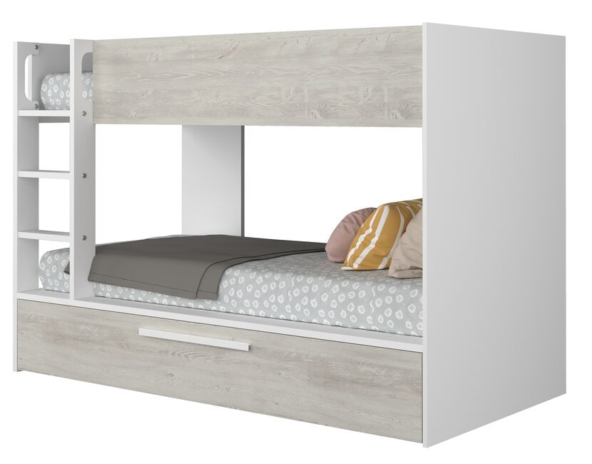 Stapelbed Jules grijs eiken met slaaplade