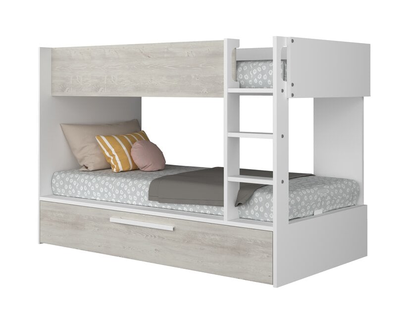 Stapelbed Jules grijs eiken met slaaplade