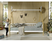 Bedbank Tipi - wit met naturel houtkleur - 90x200