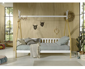 Bedbank Tipi - wit met naturel houtkleur - 90x200