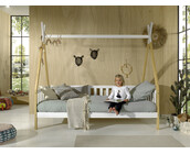 Bedbank Tipi - wit met naturel houtkleur - 90x200