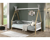 Bedbank Tipi - wit met naturel houtkleur - 90x200