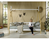 Bedbank Tipi - wit met naturel houtkleur - 90x200