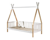Bedbank Tipi - wit met naturel houtkleur - 90x200