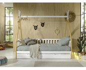 Bedbank Tipi - wit met naturel houtkleur - 90x200