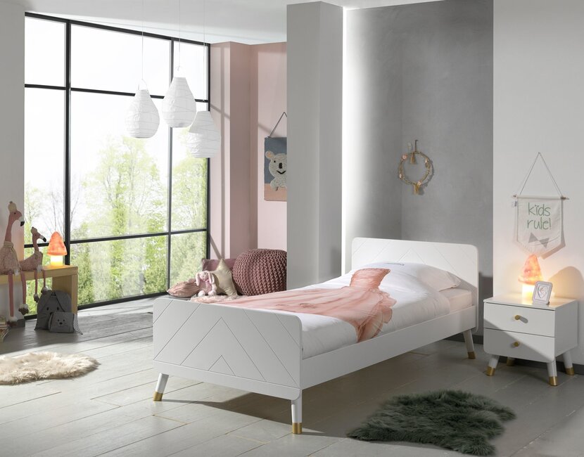 Kinderbed Billy - Satijn wit - 90x200