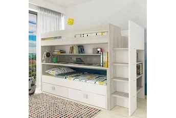 Hoogslaper Spectra Grijseiken met bureau en bed