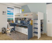 Hoogslaper Spectra Blauw met bureau en bed