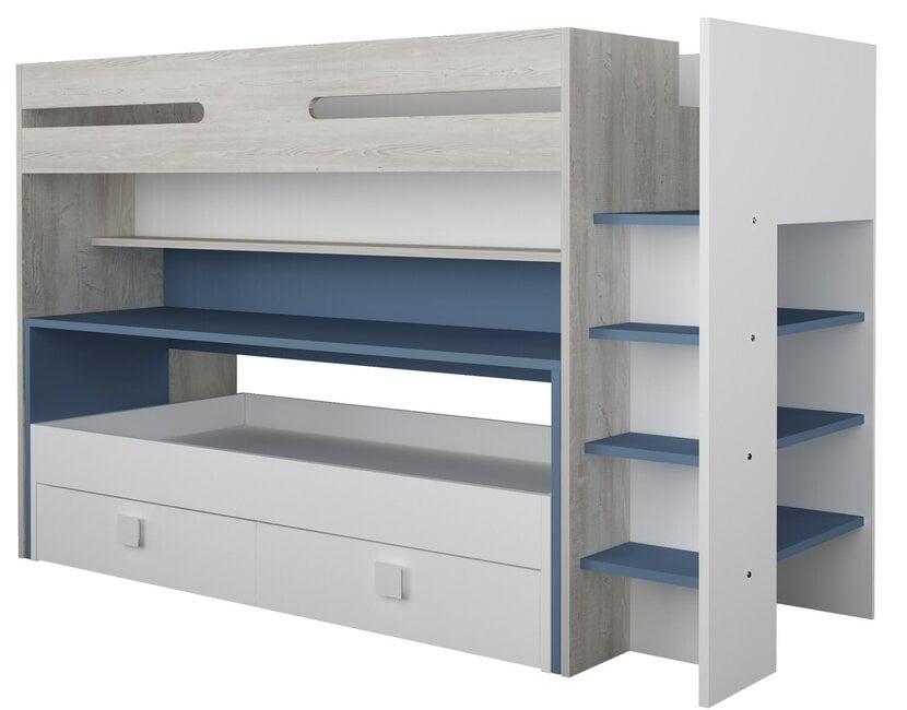 Hoogslaper Spectra Blauw met bureau en bed