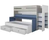 Hoogslaper Spectra Blauw met bureau en bed