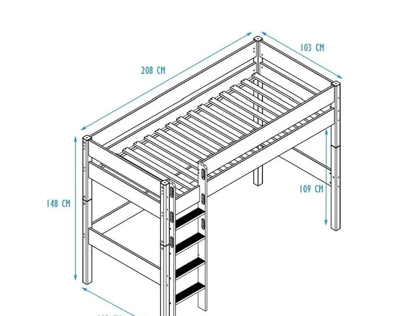 Midi hoogslaper Color - Wit/beuken