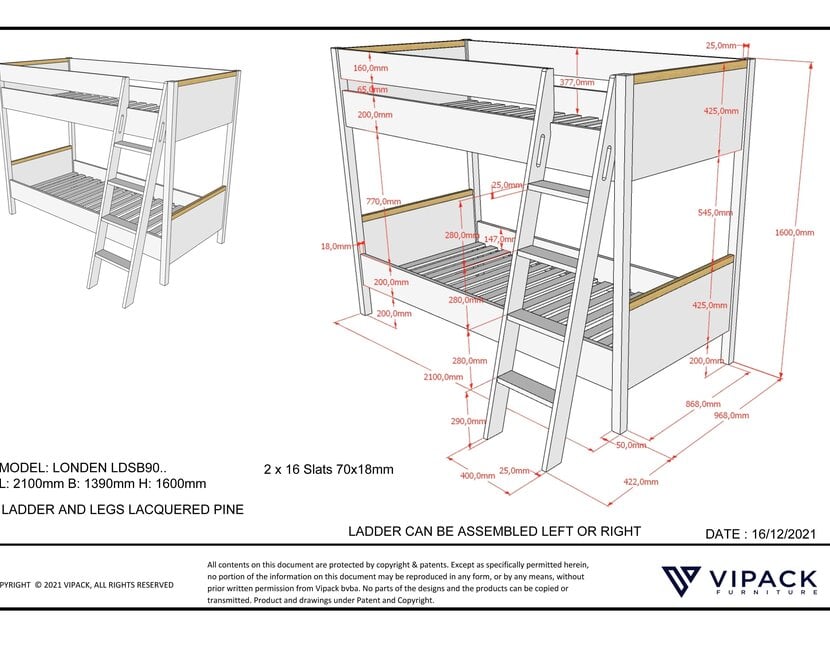 Stapelbed Londen Antraciet