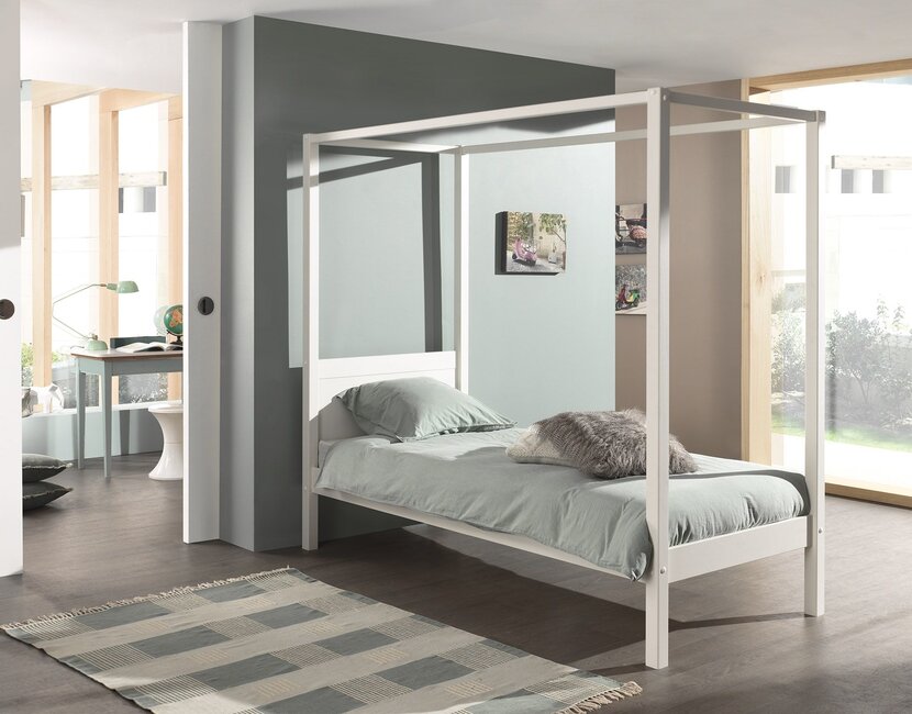 Hemelbed Charlotte - Wit - 90x200 - incl. gordijnenset Amori