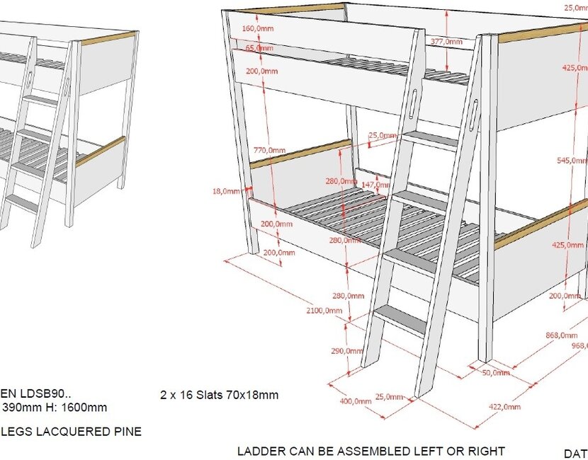 Stapelbed Londen - Wit