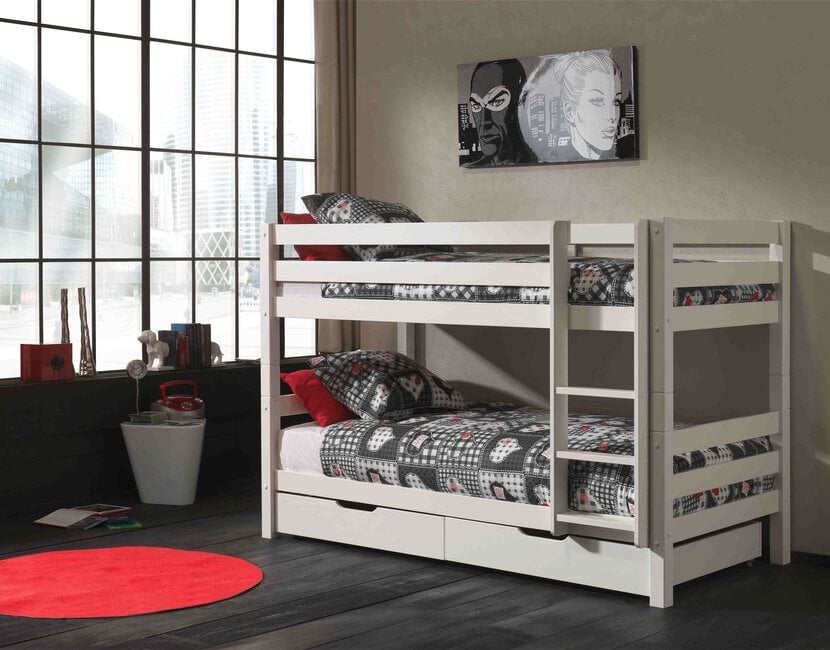 Stapelbed Wit PINO  - 140 cm hoog