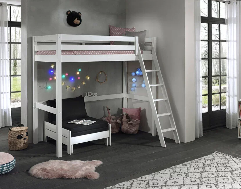 Hoogslaper met zetelbed Wit PINO - 90x200cm