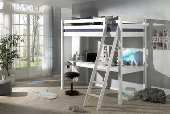 Hoogslaper met bureau Wit PINO  - 90x200cm