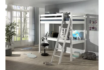 Hoogslaper met bureau Wit PINO  - 90x200cm