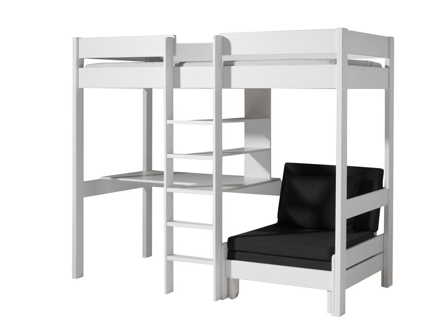 Hoogslaper met bureau en zetelbed Wit PINO