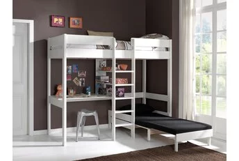 Hoogslaper met Bureau en Zetelbed Wit PINO