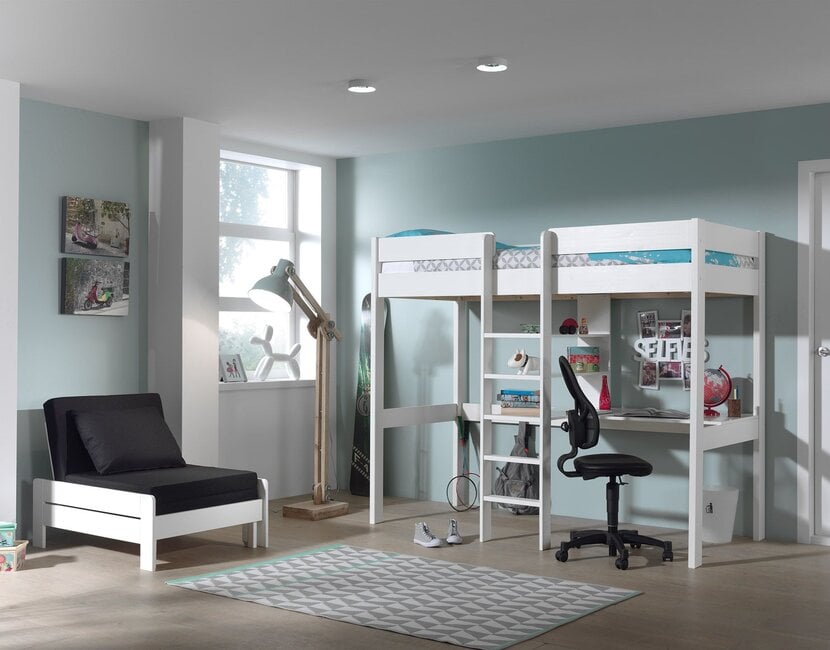 Hoogslaper met bureau en zetelbed Wit PINO