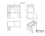 Hoogslaper met bureau Wit PINO - 90x200cm