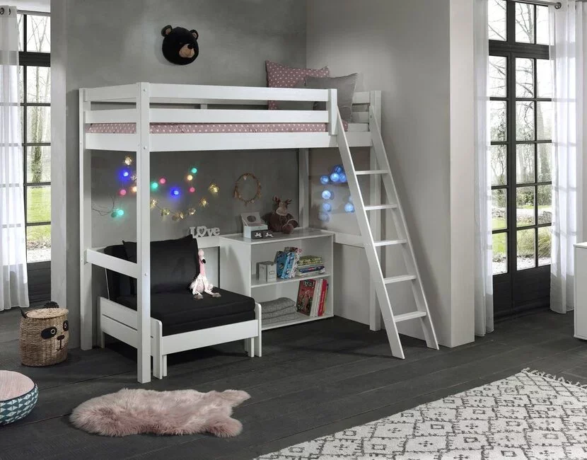 Hoogslaper met zetelbed Wit PINO - 90x200cm