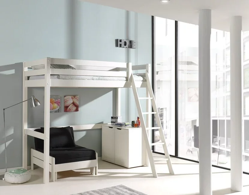 Hoogslaper met zetelbed Wit PINO - 90x200cm