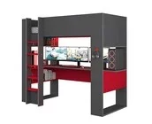 Hoogslaper gamingbed - Antraciet met Rood