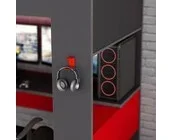 Hoogslaper gamingbed - Antraciet met Rood