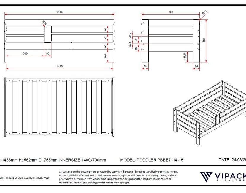 Peuterbed Toddler 71 Grijs - 70x140