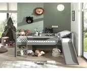 Halfhoogslaper Pino - Grijs - 90x200cm - met glijbaan en bedplank (variant 3)