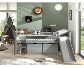 Halfhoogslaper Pino - Grijs - 90x200cm - met glijbaan, 2 lades en bedplank (variant 4)