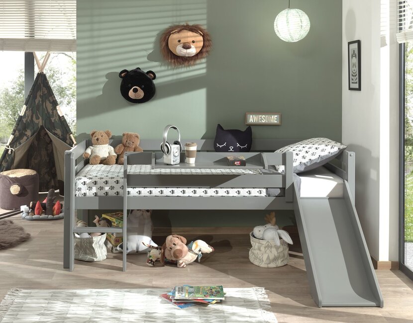 Halfhoogslaper Pino - Grijs - 90x200cm - met 3 lades (variant 5)