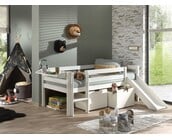 Halfhoogslaper Pino - Wit - 90x200 - met glijbaan en bedplank (variant 3)